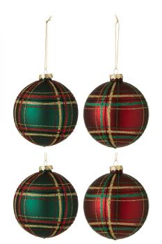 Tannenbaumkugel Glas rot/grün im 4er Set